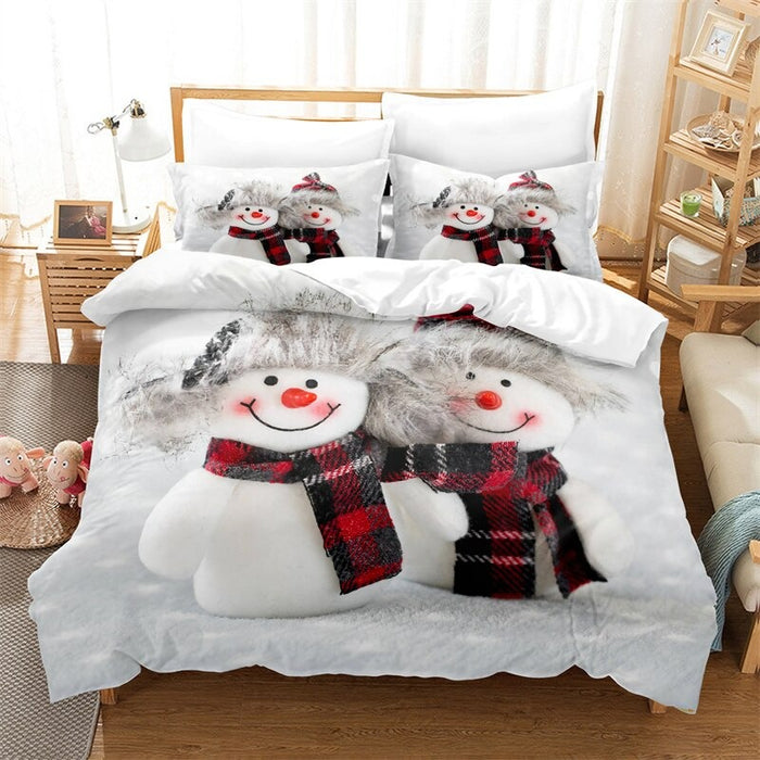 Snowman Couples Digital Printed Bedding Set