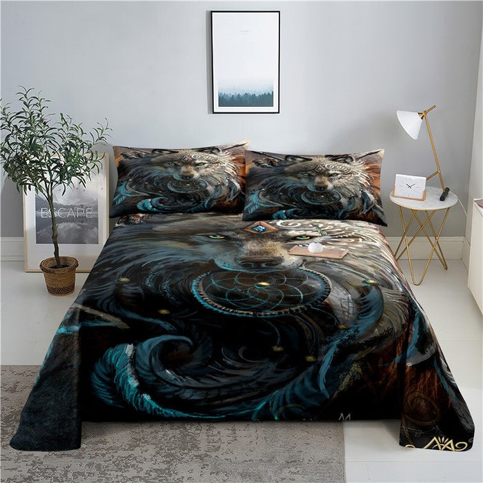 2 Sets Wolves Printed Bedding