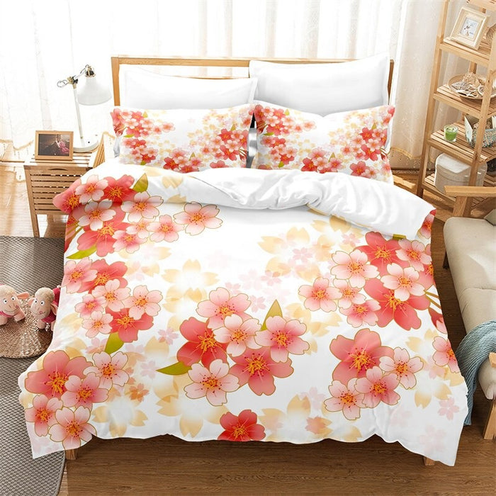 Red Rose Print Cover Bedding Set