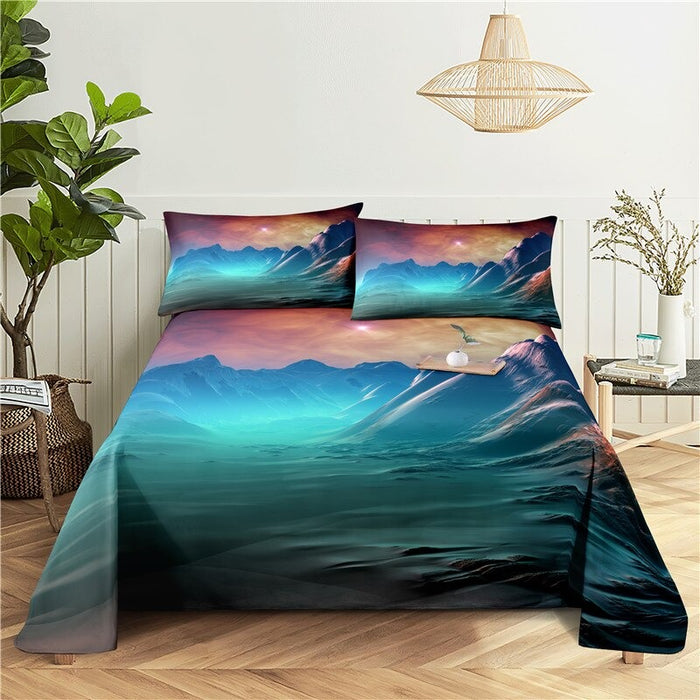 Mountain Scenery Print Bedding Set