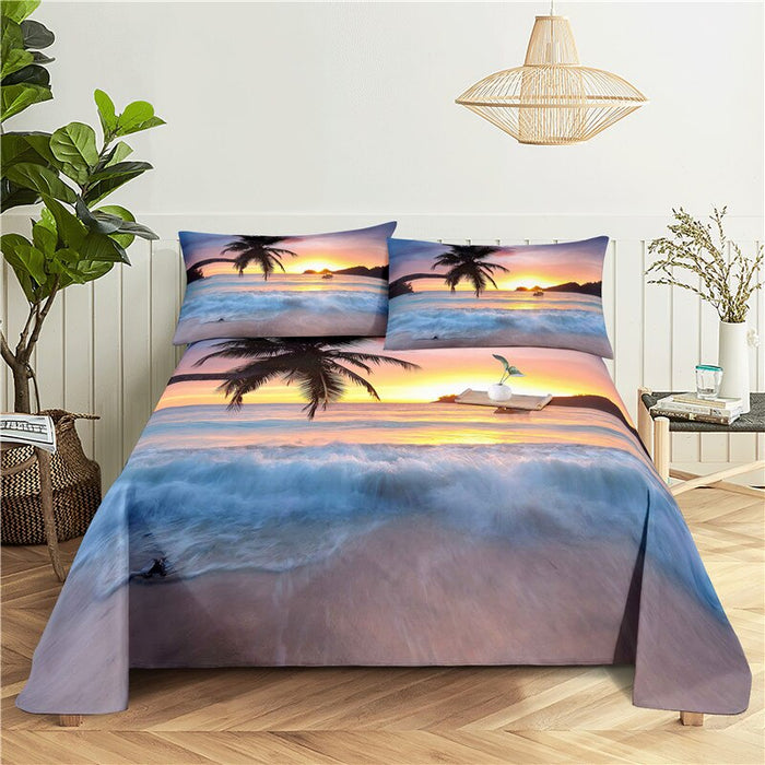 Seaside Scenery Print Bedding Set