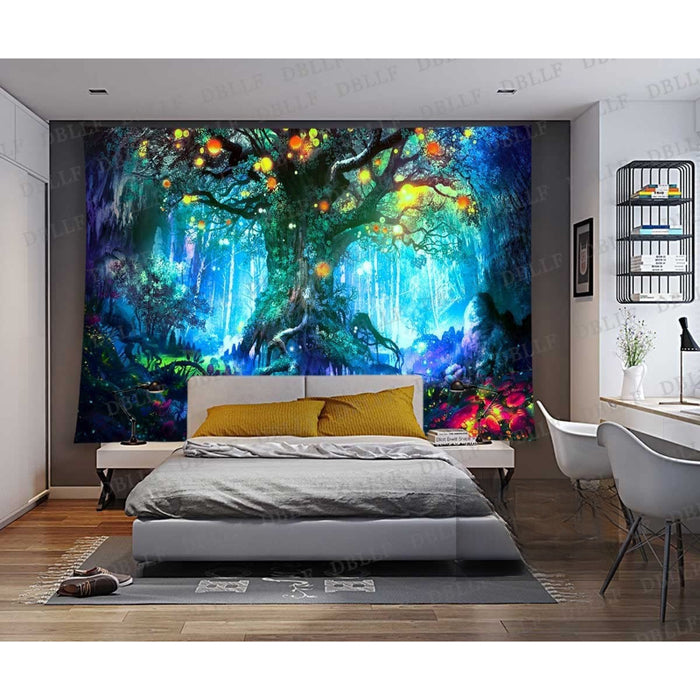 Fantasy Forest Tapestries Fairy Tales Tapestry Tree Of Life Tapestry Wall Hanging Nature Tree Popular Elves Jungle Creek Trippy Tapestry Flannel for Bedroom Decor