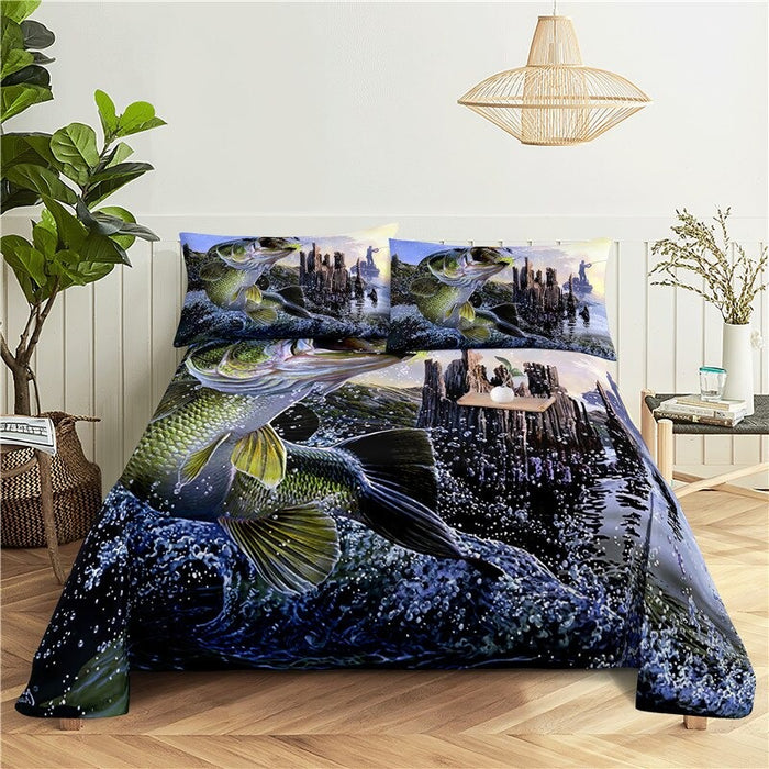 Creature Printed Bed Flat Bedding Set