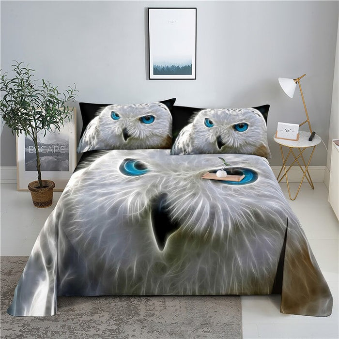 Bird Print Bed Flat Bedding Set
