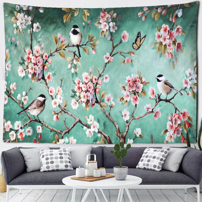 Flower Bird Painting Tapestry Wall Hanging Tapis Cloth
