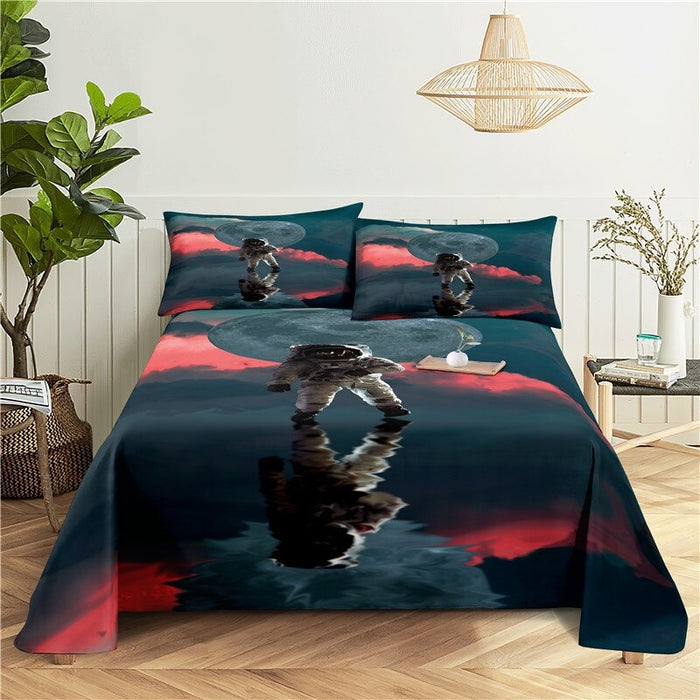 2 Sets Astronaut Printed Bedding