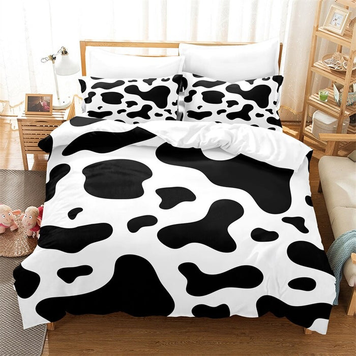 Black White Cow Texture Digital Printed Bedding Set