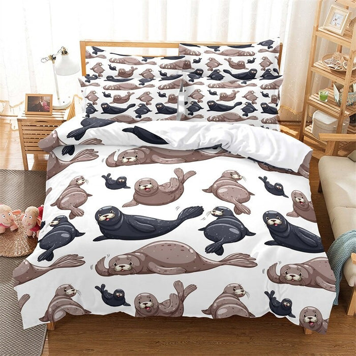 Colorful Cartoon Animals Printed Bedding Set