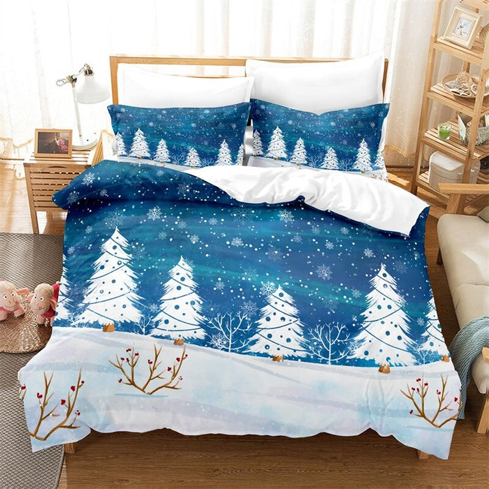 Christmas Tree Themed Duvet Cover And Pillowcase Bedding Set