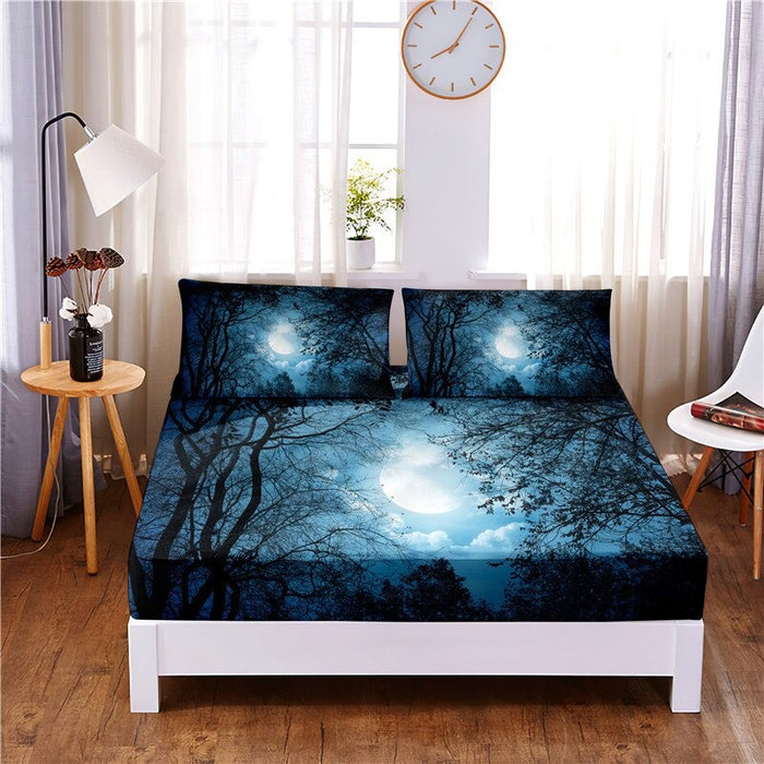 Night Scene Digital Printed 3pc Polyester Bedding Set