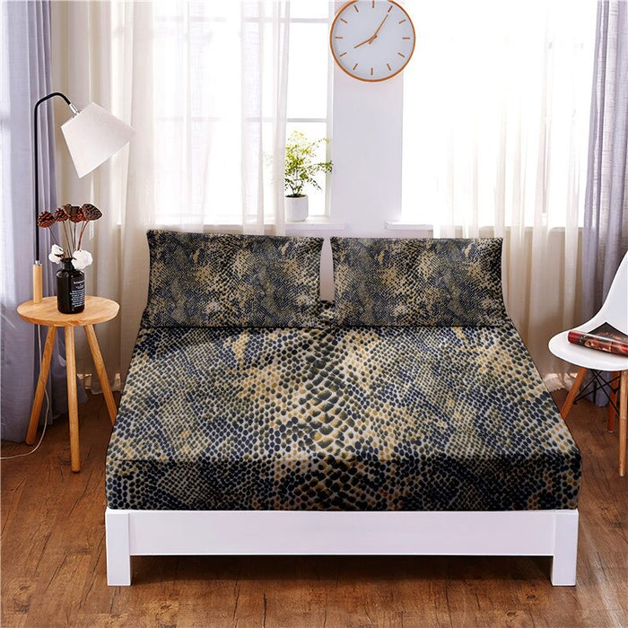 Snakes Digital Printed 3 Pc Fitted Sheet