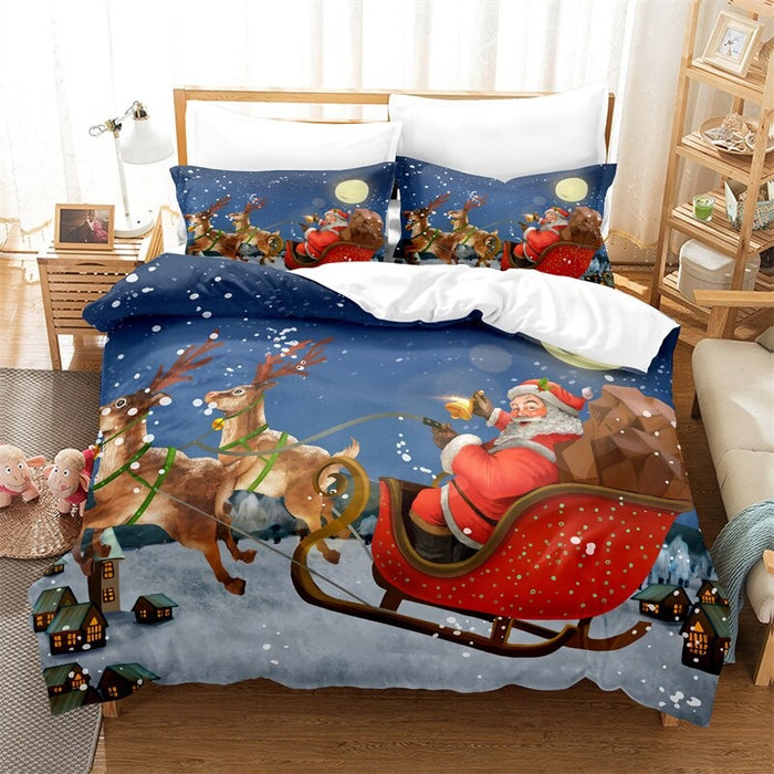 Santa Clause Themed Duvet Cover And Pillowcase Bedding Set