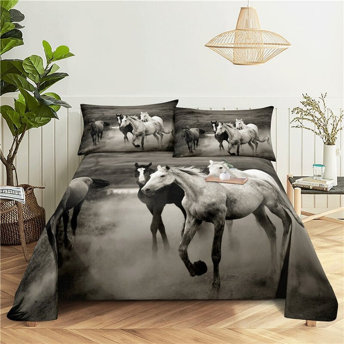 2 Sets Beautiful Horse Printed Bedding Set