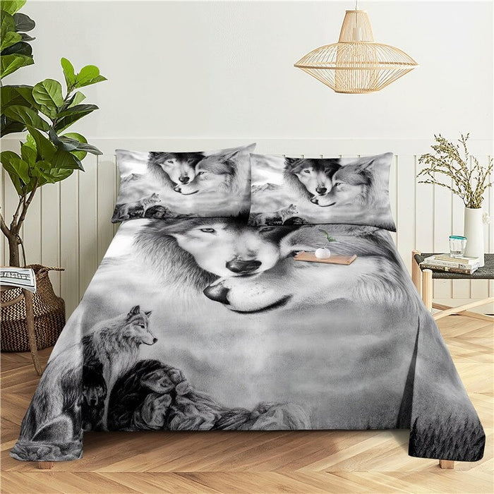 2 Sets Wolves Printed Bedding