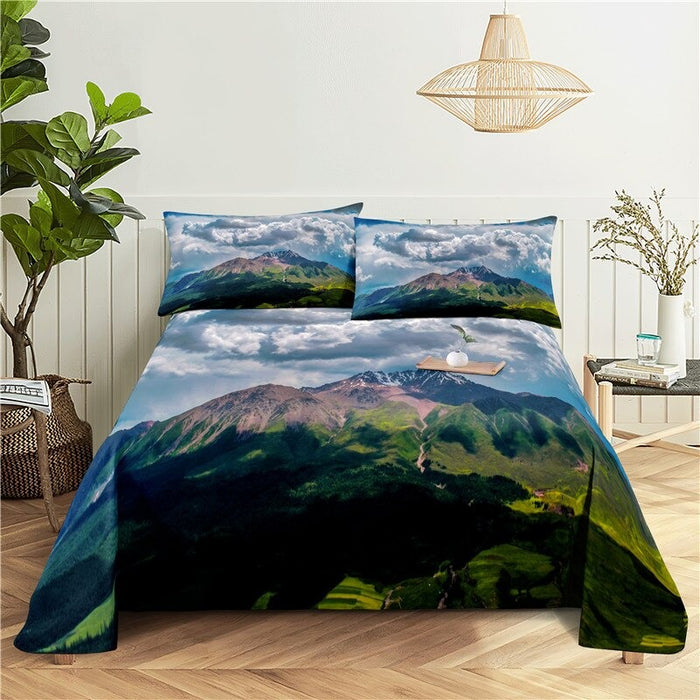 Mountain Scenery Print Bedding Set