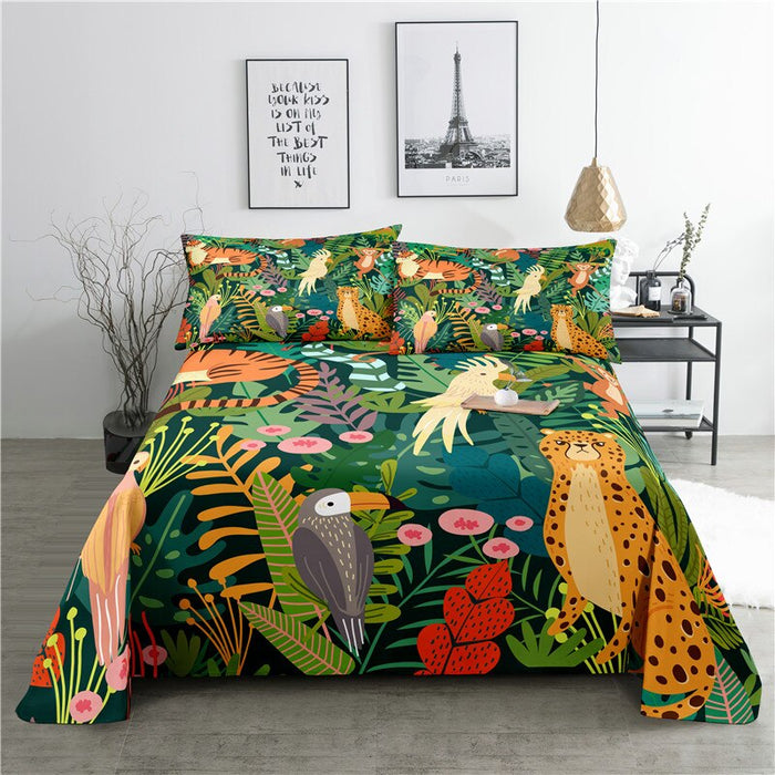 Cartoon Colored Print Bedding Set