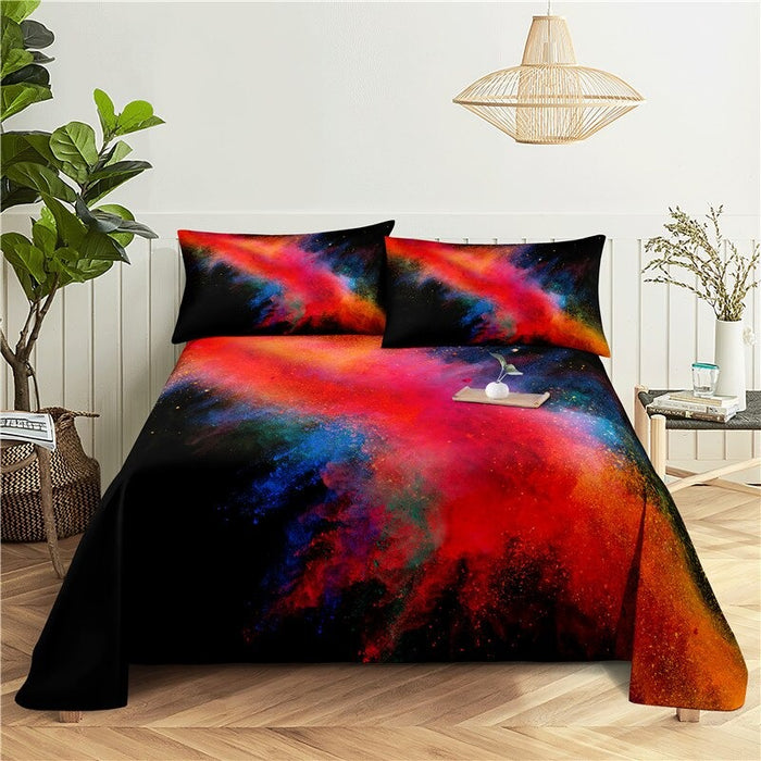 Color Painted Bed Flat Bedding Set