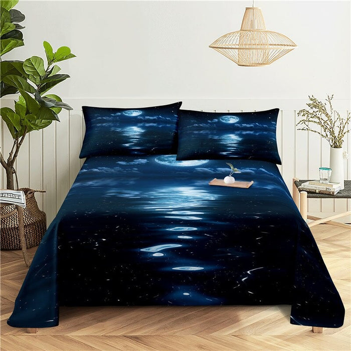 Printed Night View Scene Bedding Set