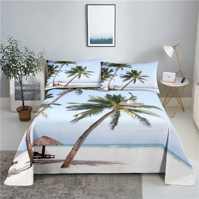 Sunset Coconut Tree Printed Bedding Set