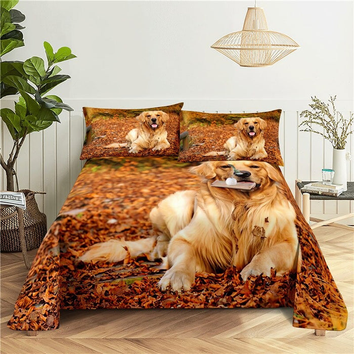 Dog Print Flat Bedding Set