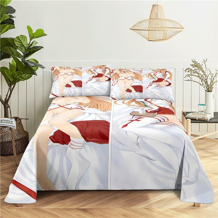 3D Anime Girl Printed Bedding Set