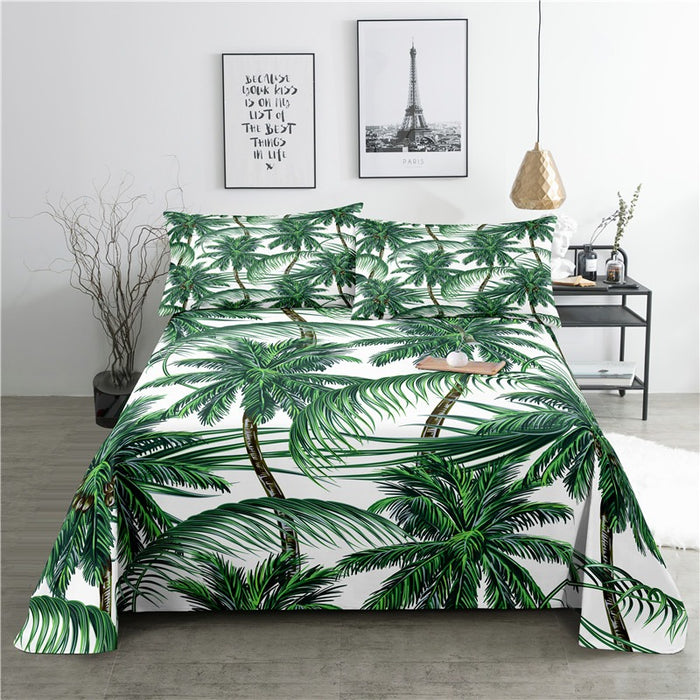 Leaf Print Bed Flat Bedding Set