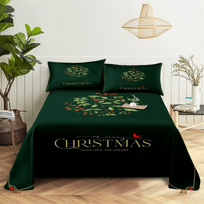 Christmas Green Leaves Bedding Sheet