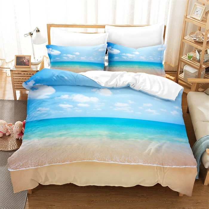 3D Beach Printed Bedding Set