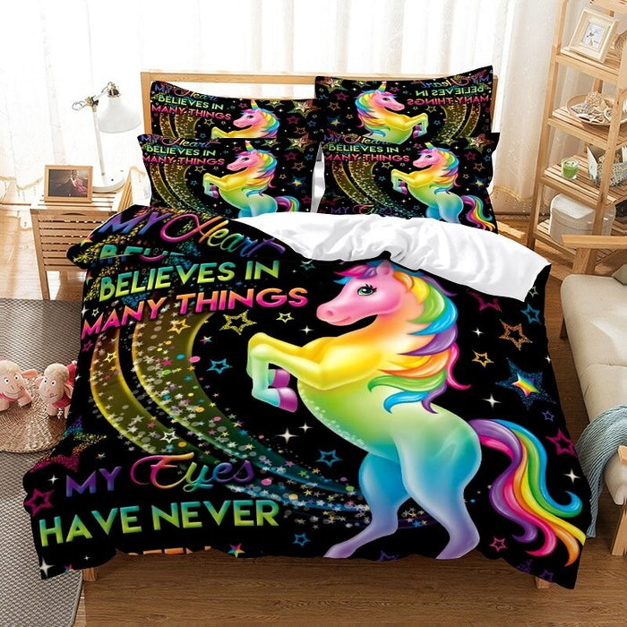 3D Unicorn Printed Bedding Set