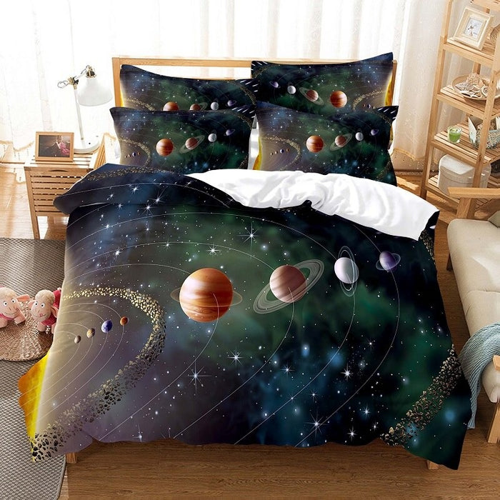 3D Planets Printed Bedding Set