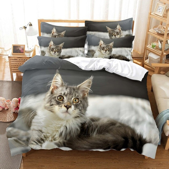 3D Cat Printed Bedding Set