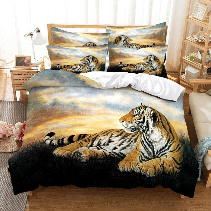 3D Sitting Tiger Printed Bedding Set