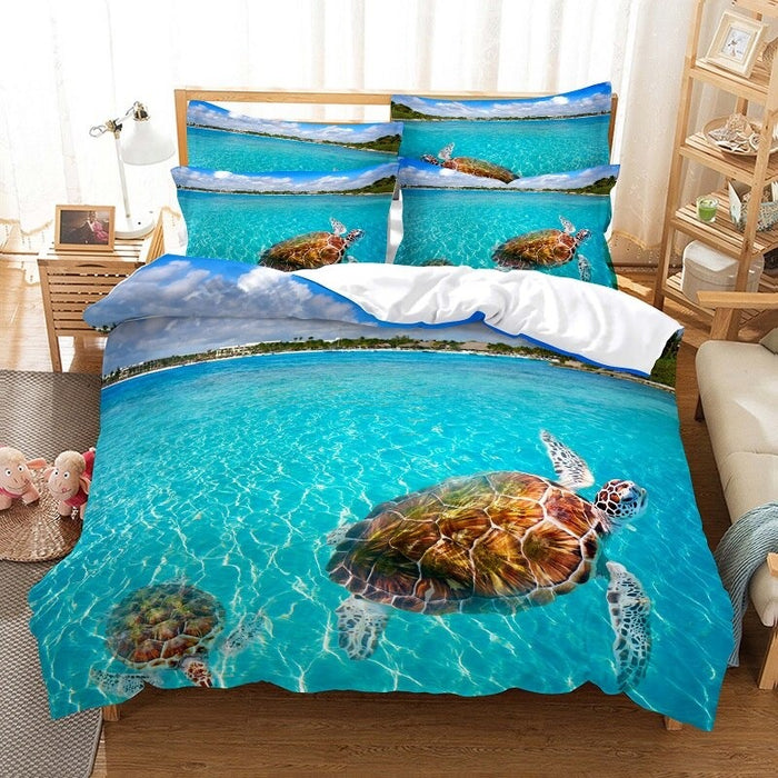 3D Tortoise Printed Bedding Set