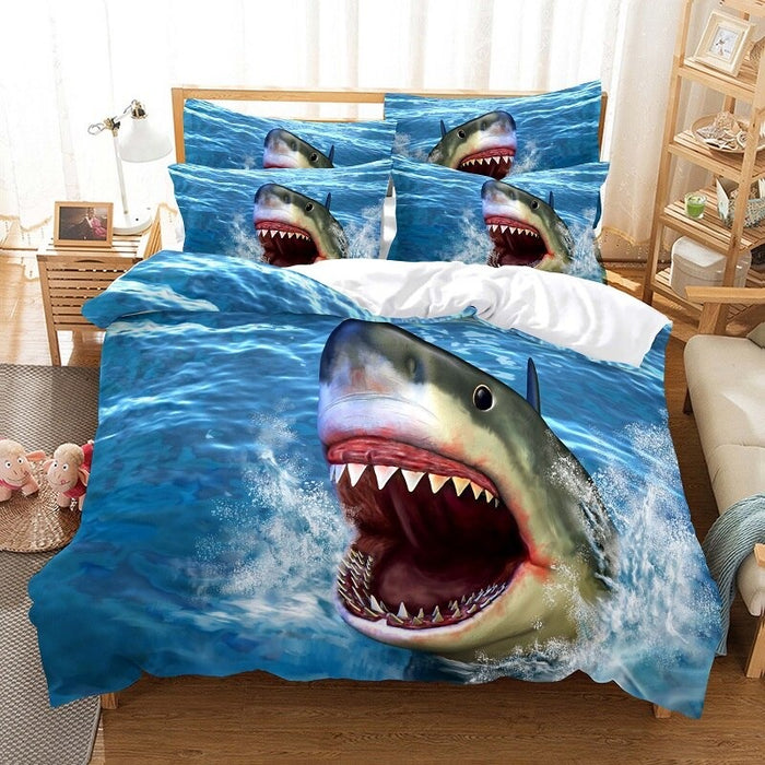 3D Shark Printing Bedding Set