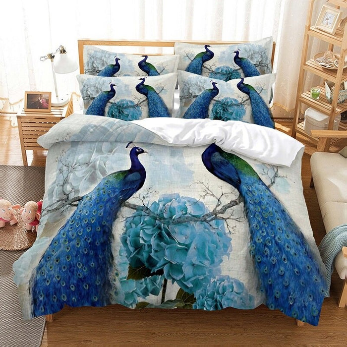 3D Peacock Printed Bedding Set