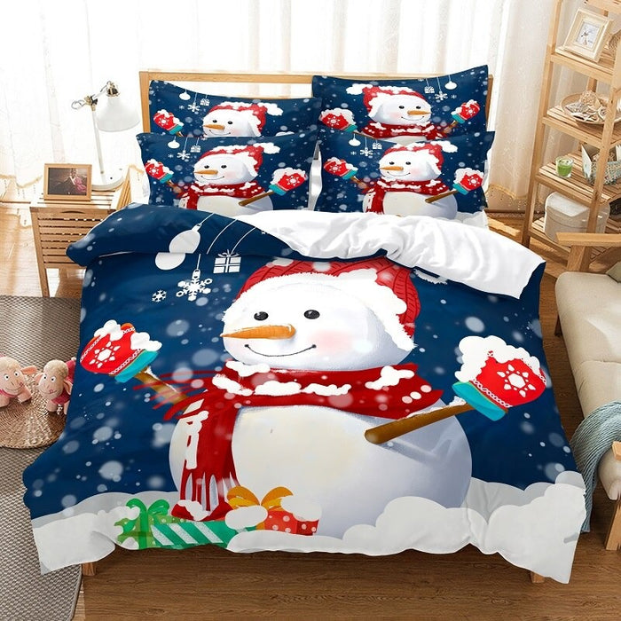 3D Snowman Printed Bedding Set