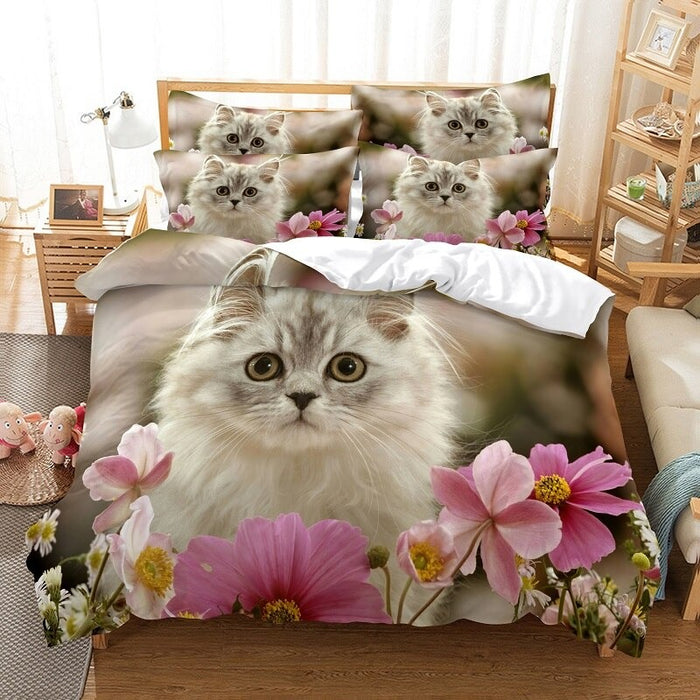 Printed Cat Bedding Set