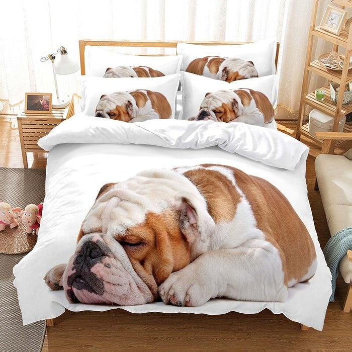 3D Bulldog Printed Bedding Set