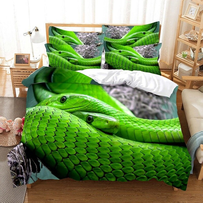 3D Snake Print Bed Set