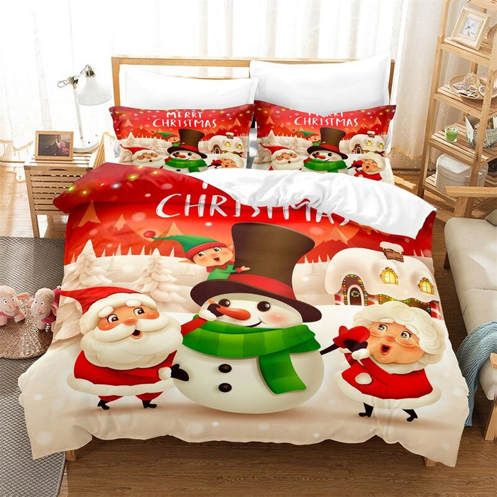 Cartoon Christmas Digital Printed Bedding Set