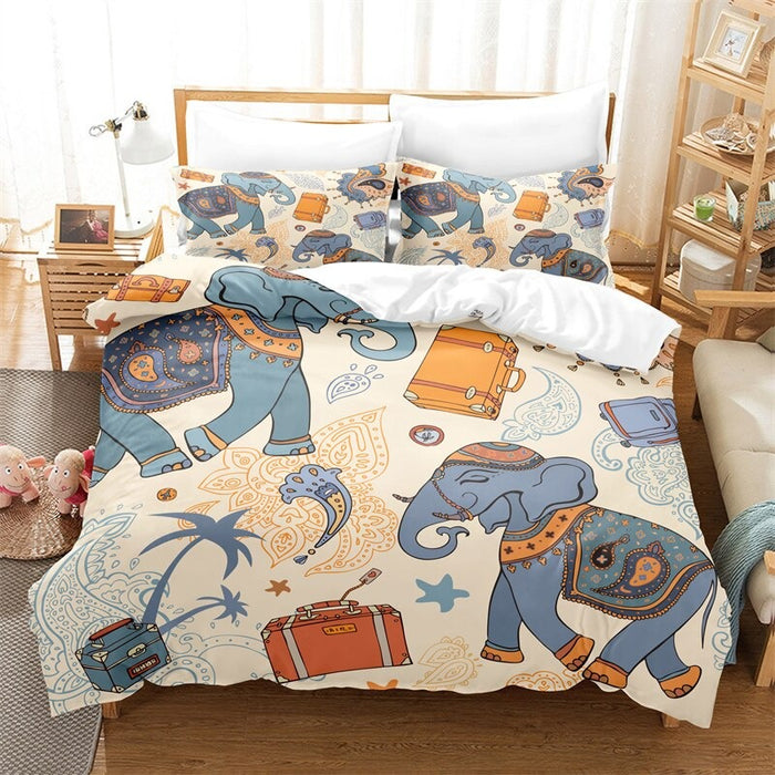 Colorful Cartoon Animals Printed Bedding Set