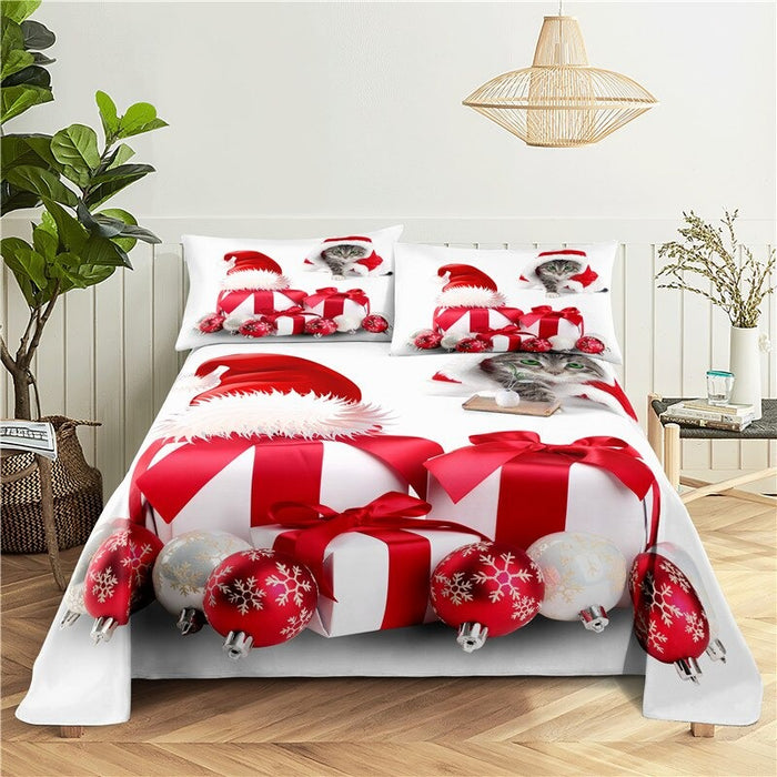 2 Sets Christmas Printing Bedding Set