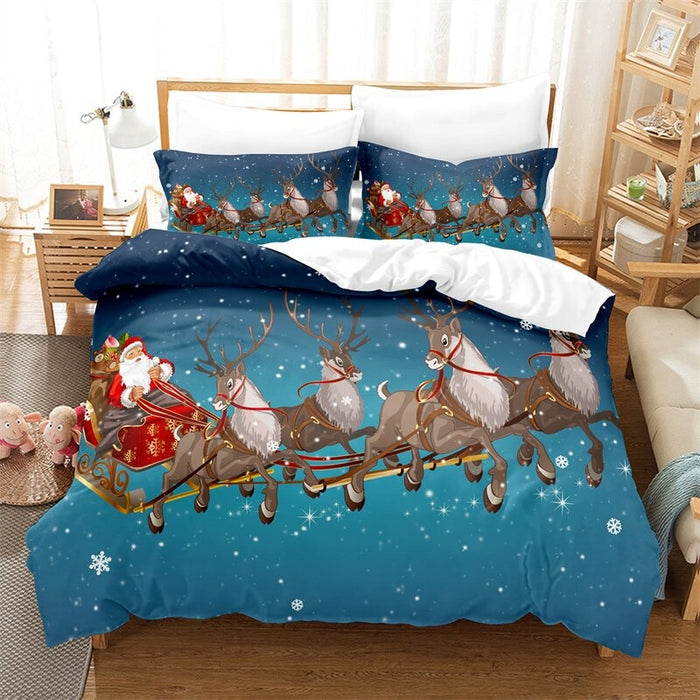 Christmas Snow Themed Duvet Cover And Pillowcase Bedding Set