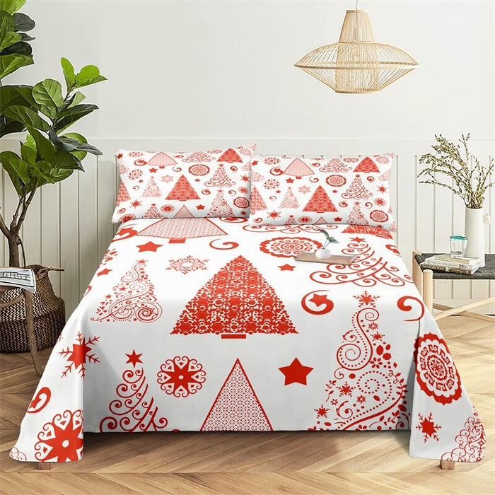 Christmas Snowman Themed Bed Sheets And Pillowcases Set