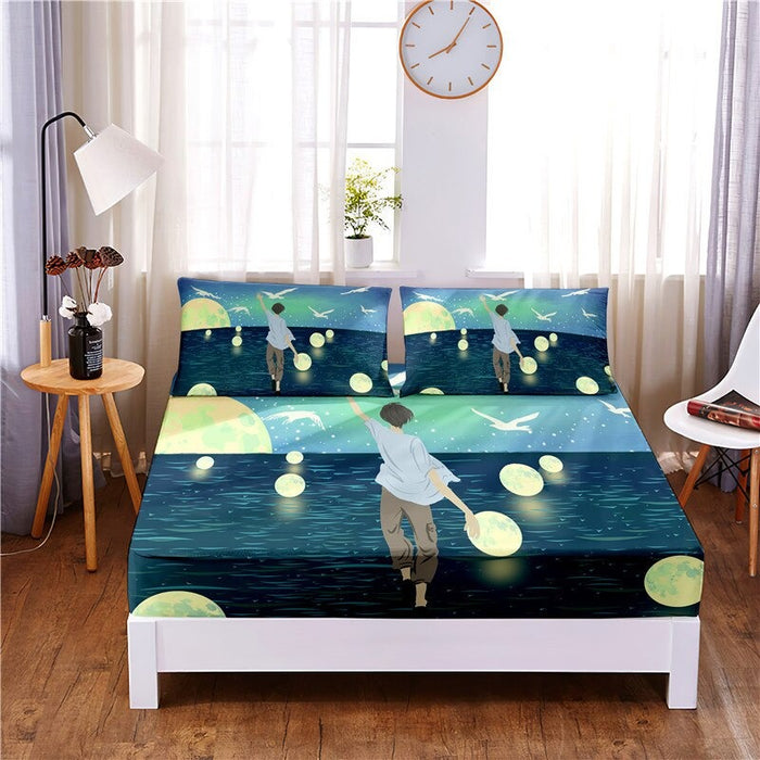 Night Scene Digital Printed 3pc Polyester Bedding Set