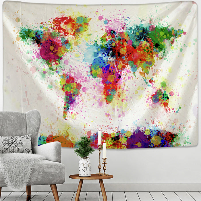 Painted World Map Tapestry Wall Hanging Tapis Cloth