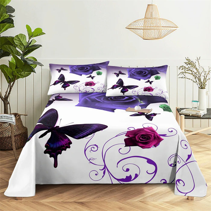 Flower Pattern Complete Bed Sheets And Pillowcases Set