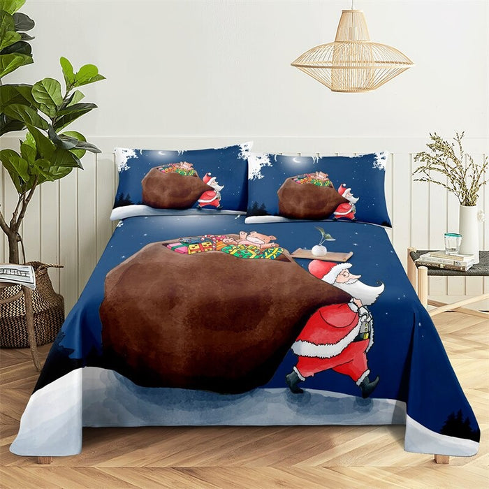 Santa Themed Complete Bed Sheets And Pillowcases Set