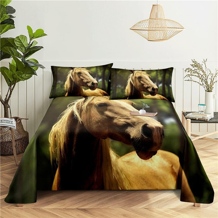 2 Sets Beautiful Horse Printed Bedding Set