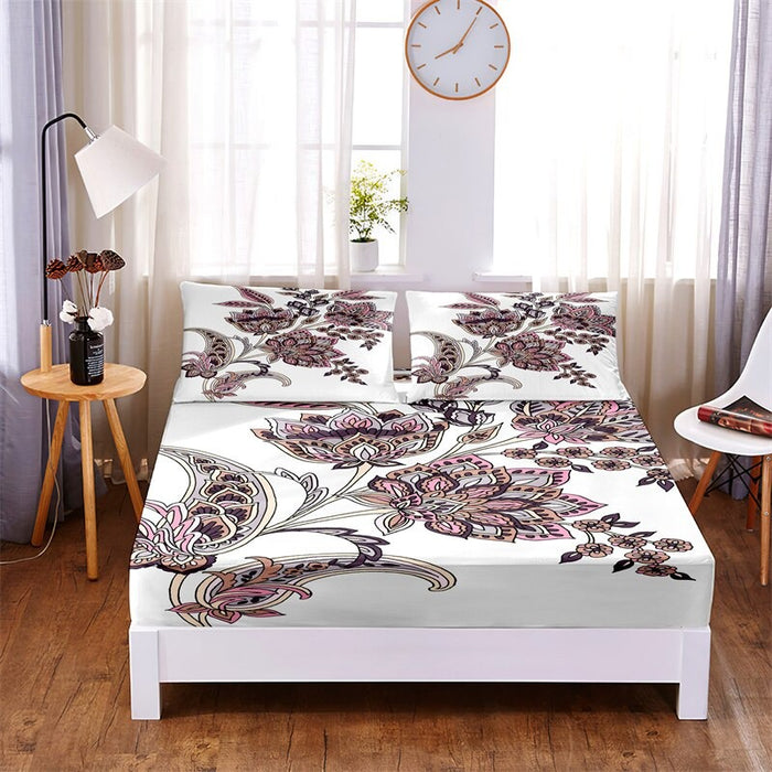 White Christmas Print Fitted Sheet Bedding Set